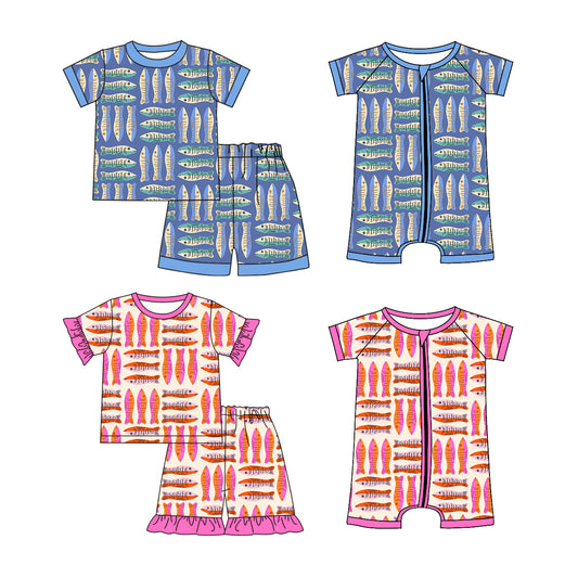 4.14 custom each style moq 5eta 4-6week Sibling Sister baby boy sets 1 and sets 2 and boy rompers and girl rompers match family design