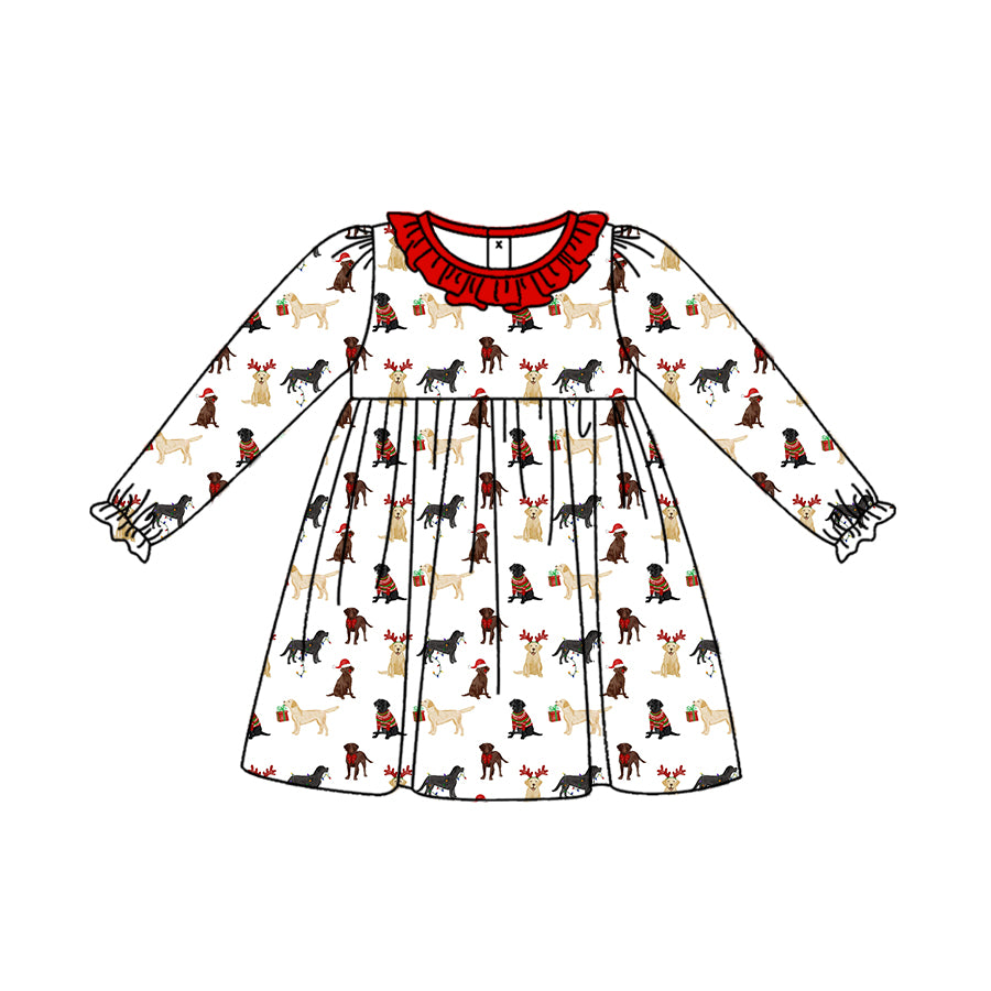 6.12 custom each style moq 5eta 4-6week Sibling Sister puppy baby girls sets and dress and baby romper match family design