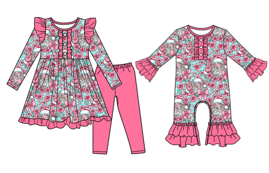 25.7.3 custom each style moq 5eta 4-6week Sibling Sisters bow baby girl long sleeve pants sets and rompers match family design