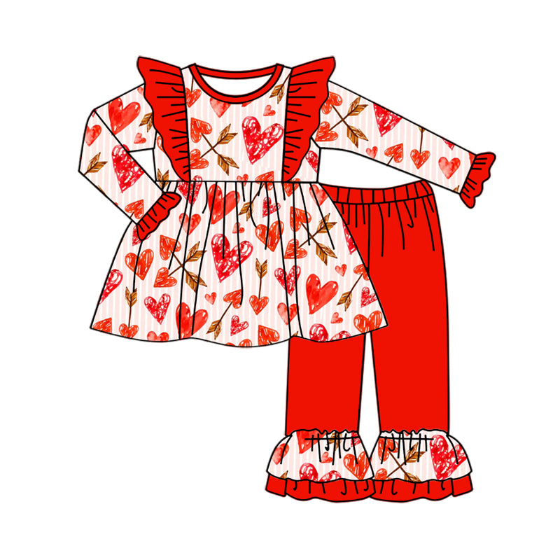 9.6 custom each style moq 5eta 4-6week Sibling Sister love red baby girl sets and rompers match family design