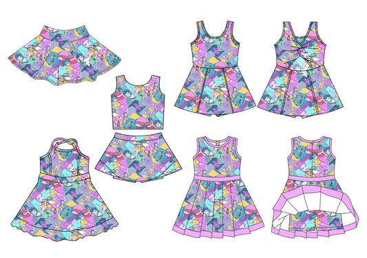 25.10.11 custom each style moq 5 eta 6-8week milk silk Sibling Sister baby girl sleeveless skirts sets and dress 3 and skirt match design