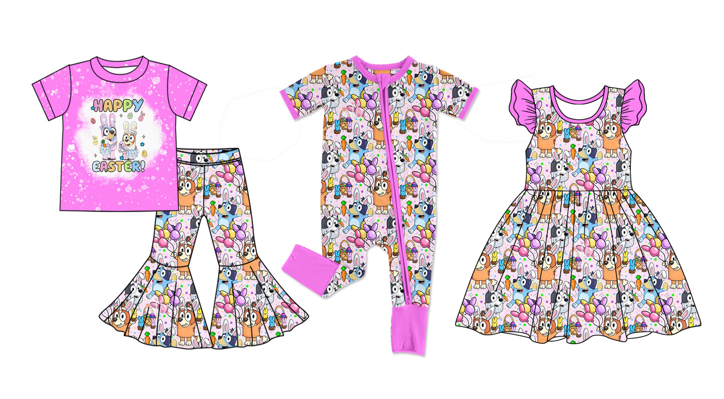 12.12 custom each style moq 5eta 4-6week Sibling Sister easter baby girl sets and dress and rompers match family design
