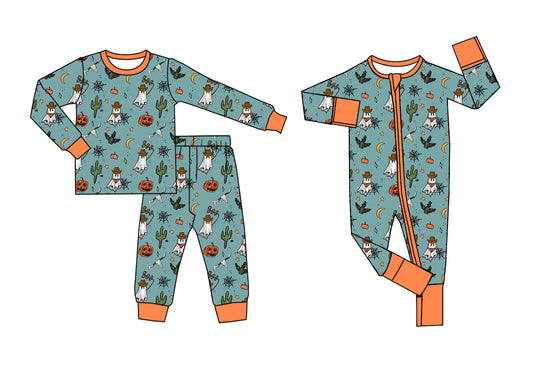 25.5.13 custom each style moq 5eta 4-6week Sibling Sisters ghost catcus pumpkin baby boy long sleeve pants sets and rompers match family design