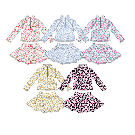 25.9.11 custom each style moq 5eta 4-6week Sibling Sisters baby girl long sleeve skirt set 5 match family design