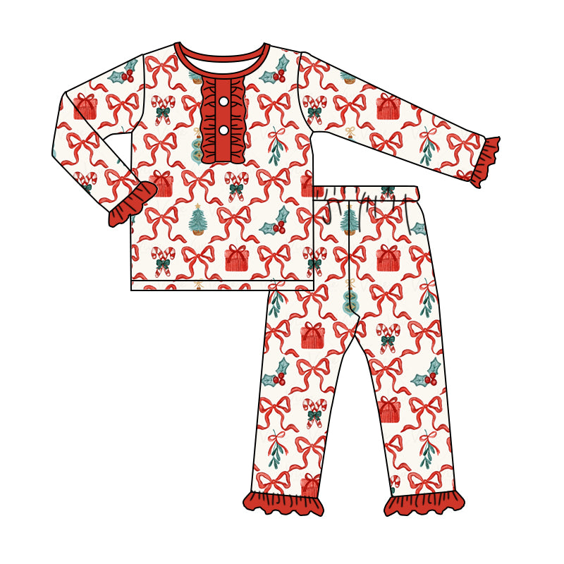 5.11custom each style moq 5eta 4-5week Sibling Sister christmas style Christmas tree prints red girls set and baby romper and dress match family design