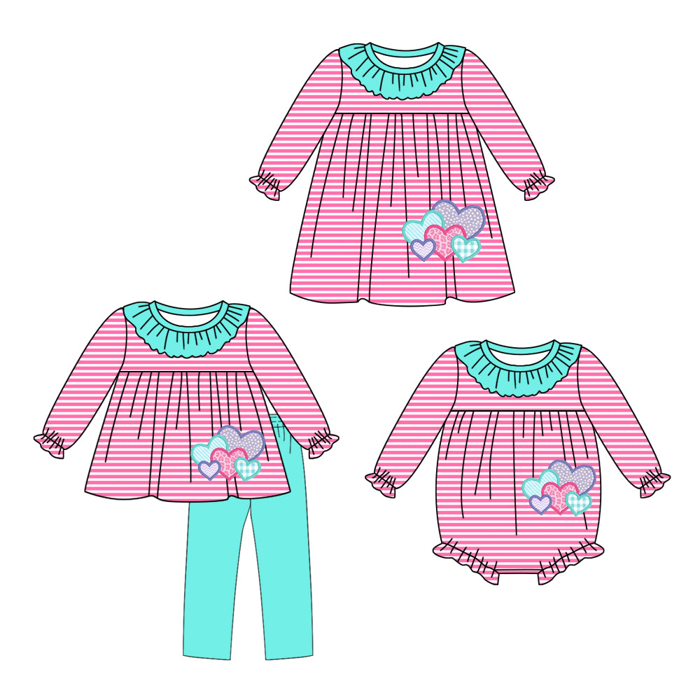 25.9.12 custom each style moq 5eta 6-8week Sibling Sisters love baby girl long sleeve pants sets and dress and rompers match family design