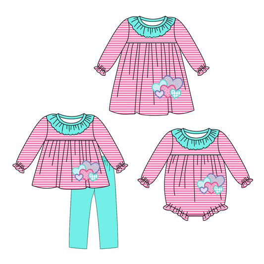25.9.12 custom each style moq 5eta 6-8week Sibling Sisters love baby girl long sleeve pants sets and dress and rompers match family design