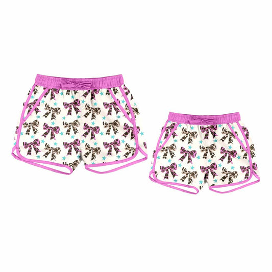 25.10.1 custom each style moq 5eta 4-6week Sibling Sister bow baby kids clothes summer shorts and adult shorts match design