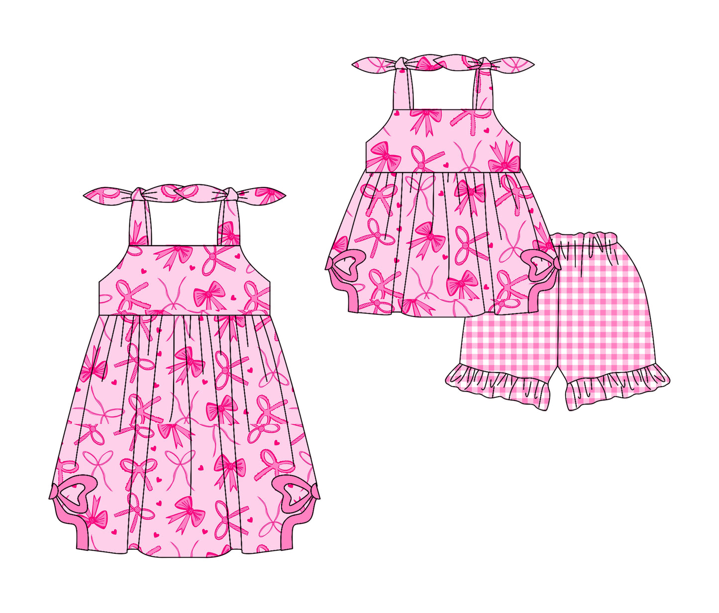 3.5 custom each style moq 5eta 4-6week Sibling Sister bow baby girl short sleeve shorts sets and dresses match design