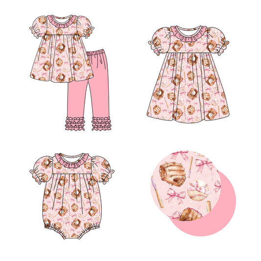 12.6 custom each style moq 5eta 4-6week Sibling Sister bow baseball baby girl sets and dress and rompers match family design