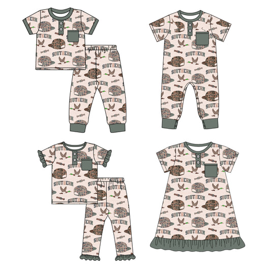 25.9.25 custom each style moq 8 eta 6-8week Sibling Sister hat duck baby short sleeve pants sets 2 and romper and dress match design