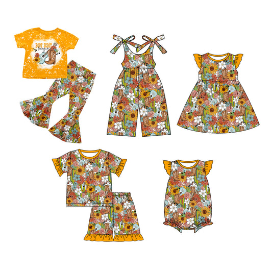 12.20 custom each style moq 5eta 4-6week Sibling Sister boots floral baby girl short sleeve pants sets and shorts sets and rompers and dress and jumpsuit match family design\