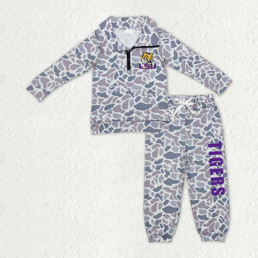 Custom moq 5 mix size milk silk summer teams baby boys clothes camouflage long sleeve pants sets-25.10.22