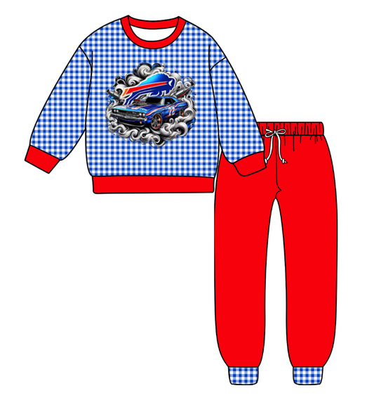 Custom moq 8 mix size milk silk summer teams baby girl clothes blue and red long sleeve pants sets-25.9.29