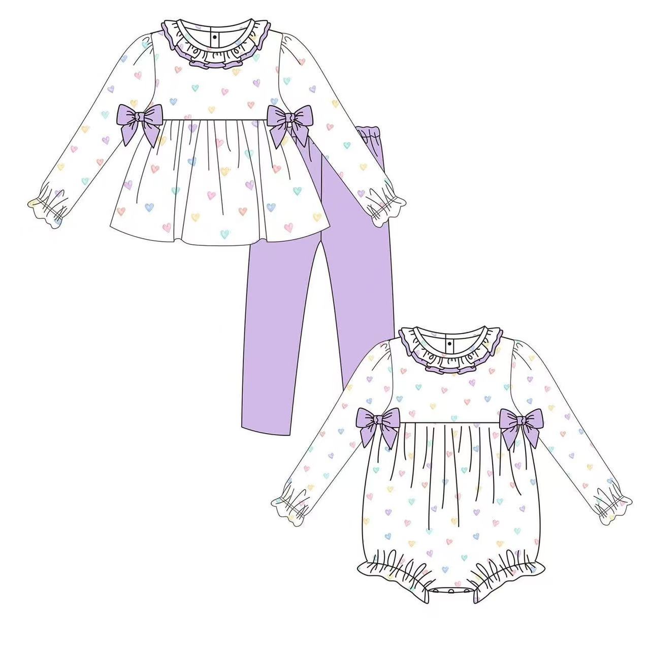 Custom moq 5 each style eta 6-7weeks baby girl clothes love long sleeve pants sets and romper-25.8.9