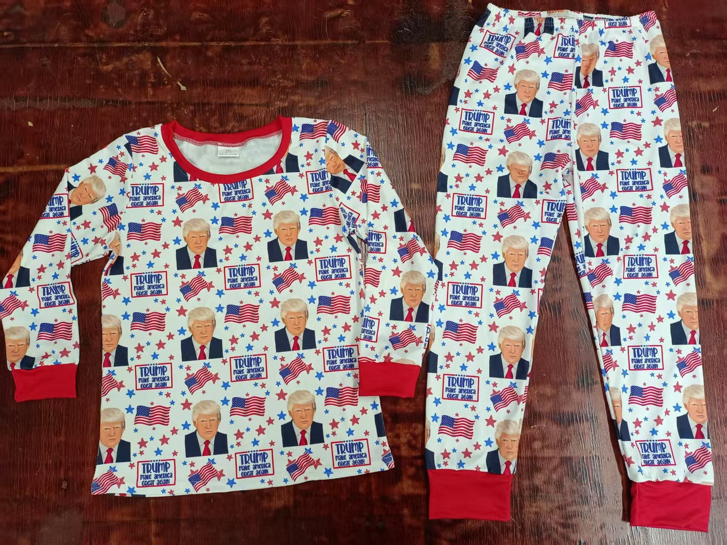 Custom moq 3 eta 6-7weeks baby boy clothes flag long-sleeved top and pants set