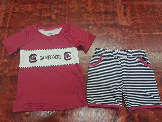 Custom moq 3 eta 6-7weeks baby boys clothes team brick red short Sleeve shorts sets-25.4.30
