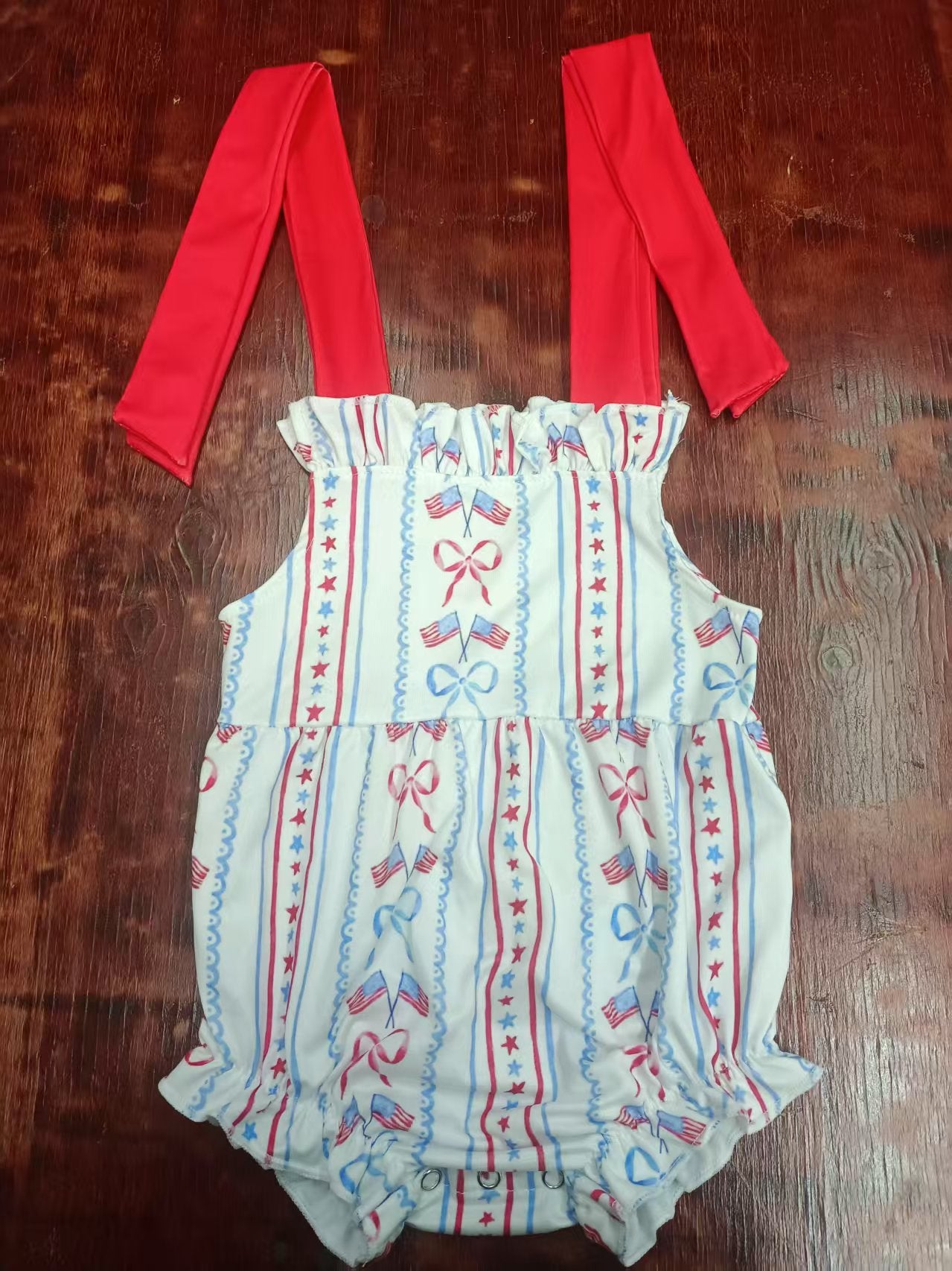 Custom moq 3 eta 6-7weeks baby girl clothes flag short sleeve romper
