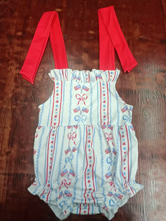 Custom moq 3 eta 6-7weeks baby girl clothes flag short sleeve romper