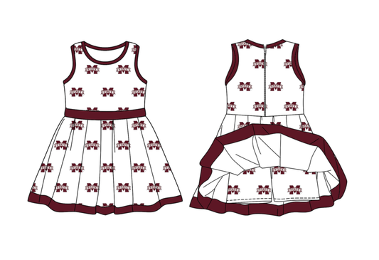 Custom moq 8 each style eta 6-8weeks yoga material baby girl clothes team brick red sleeveless dress-25.9.29