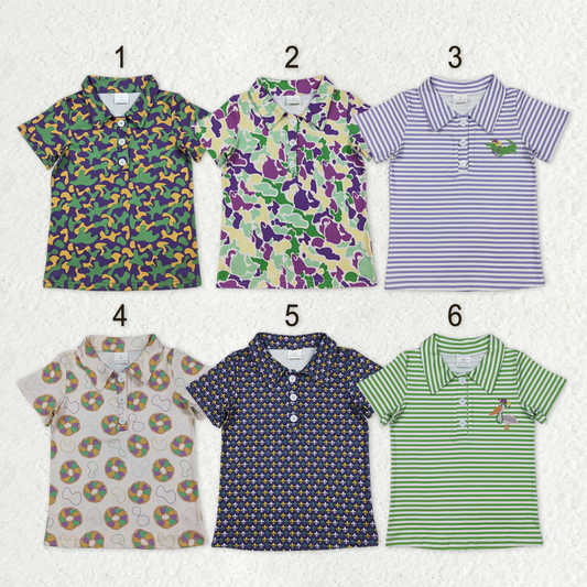 RTS NO MOQ Sibling baby girl clothes mardi gras camouflage Short-Sleeve Tops