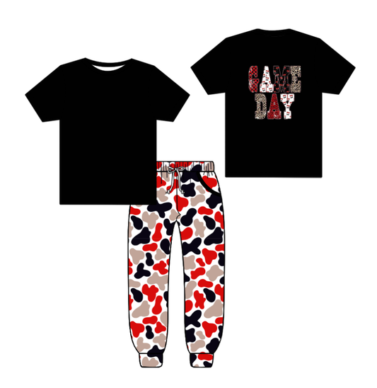 Custom summer teams baby boy clothes team camouflage black short sleeve pants sets-25.8.7