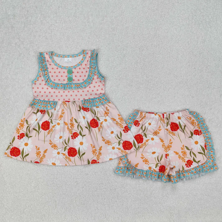 Sibling Baby Girls clothes Flowers Summer Sibling Sister Clothes Sets
