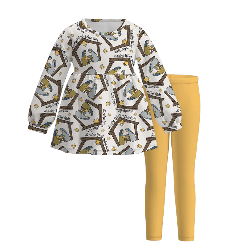 Custom moq 5 each style eta 6-7weeks baby girl clothes long sleeve pants sets 1 and sets 4-25.7.14