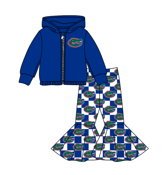 Custom moq 5 mix size milk silk summer teams baby girl clothes blue hooded long sleeve pants sets-25.11.3