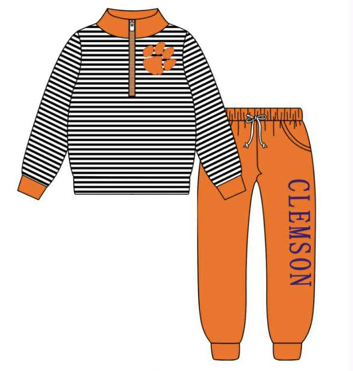 Custom moq 5 mix size milk silk summer teams baby boy clothes orange long sleeve pants sets-25.9.6
