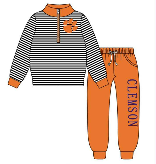 Custom moq 5 mix size milk silk summer teams baby boy clothes orange long sleeve pants sets-25.9.6
