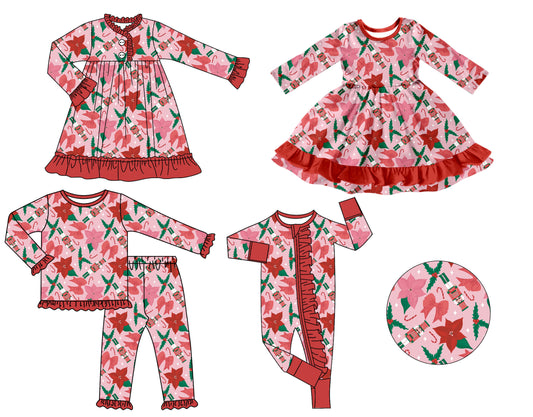 25.9.1 custom each style moq 5 eta 4-6week Sibling Sisters Christmas baby girl long sleeve pants sets and romper and dress 1 and dress 2 match family design