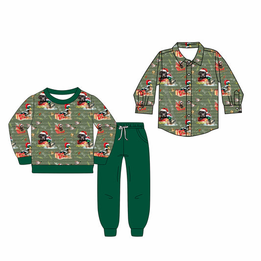 25.5.19 custom each style moq 5eta 4-6week Sibling Sisters Christmas puppy baby boy long sleeve pants sets and top match family design