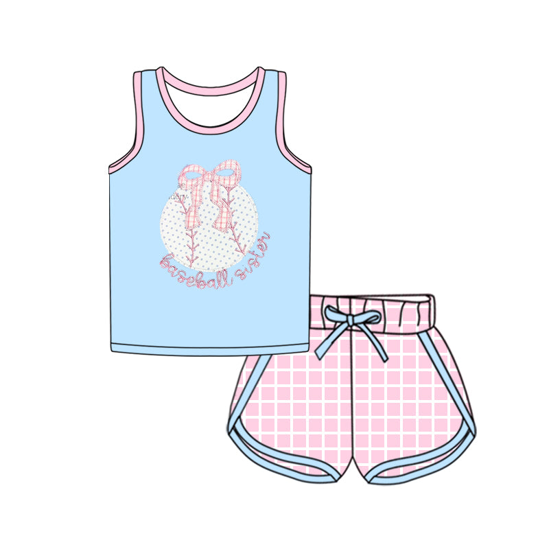 3.4 custom each style moq 5eta 4-6week Sibling Sister baby girls short sleeve set and set 6 match design'