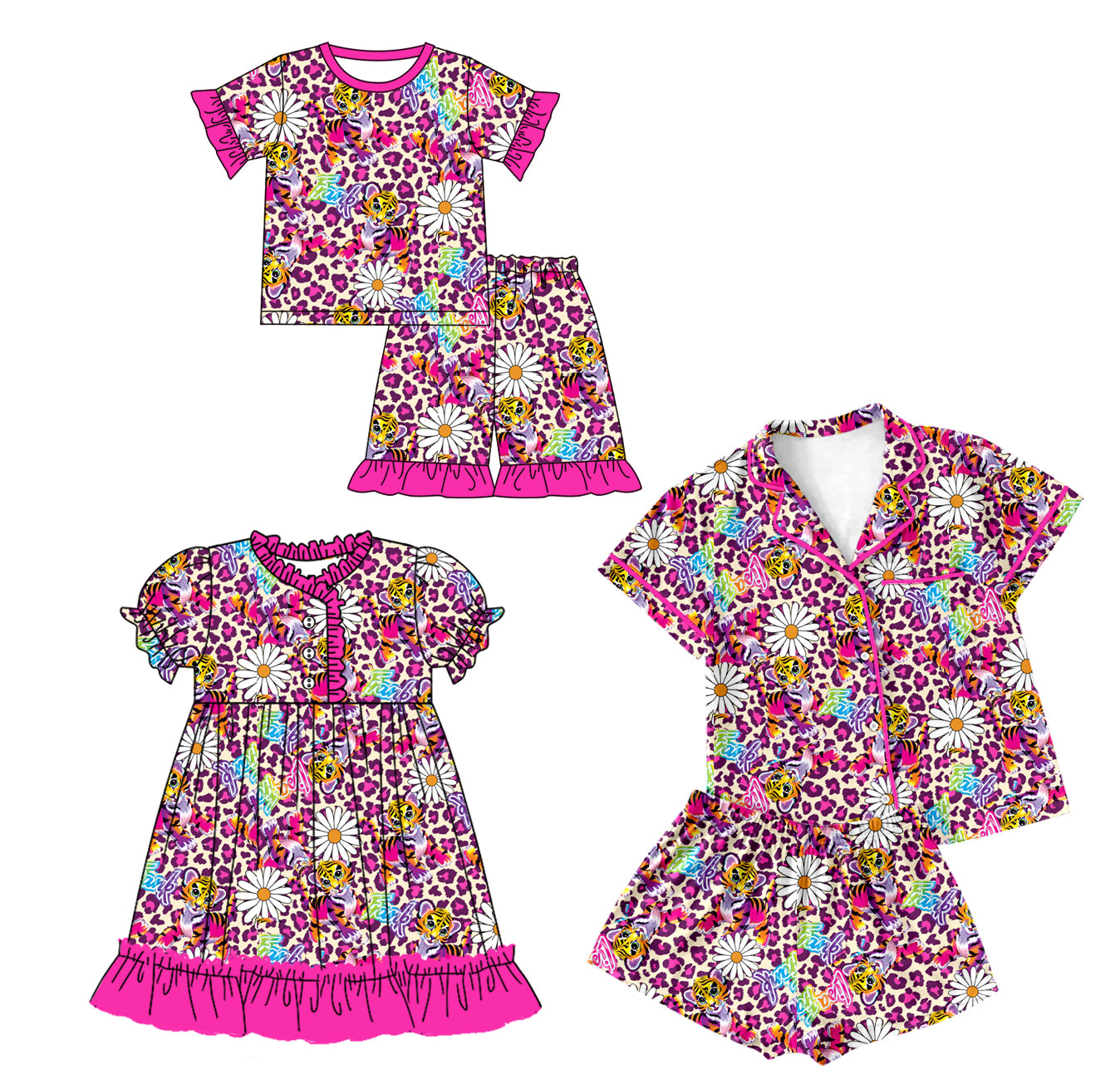 12.11 custom each style moq 5eta 4-6week Sibling Sister floral baby girls short sleeve shorts sets and adult sets and dress match design