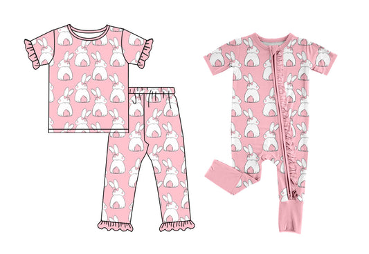 25.9.13 custom each style moq 5eta 6-8week Sibling Sisters rabbit bow baby girl clothes short sleeve pants sets and romper match family design