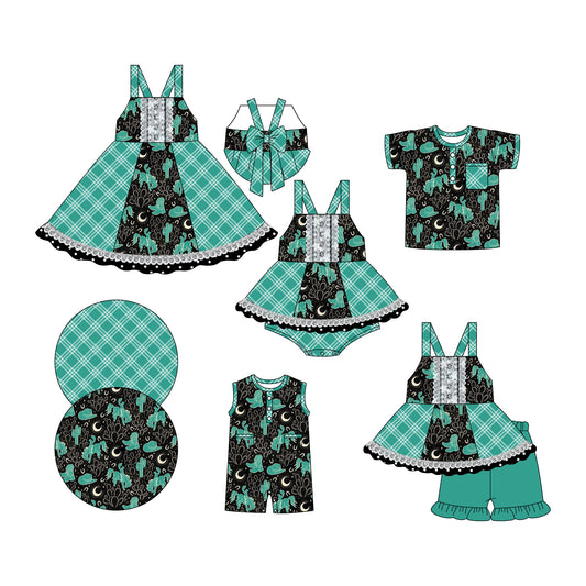 3.6 custom each style moq 5eta 4-6week Sibling Sisters catcus baby girl short sleeve shorts sets and dress and rompers match family design