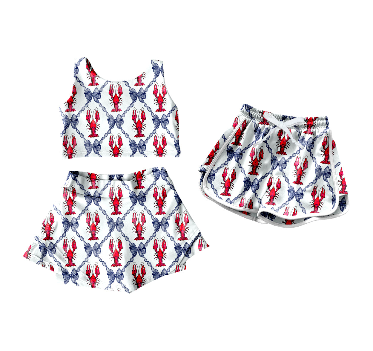 4.10 custom each style moq 5eta 4-6week Sibling Sister lobster bow baby girls clothes Short sleeve yoga dress and shorts match family design