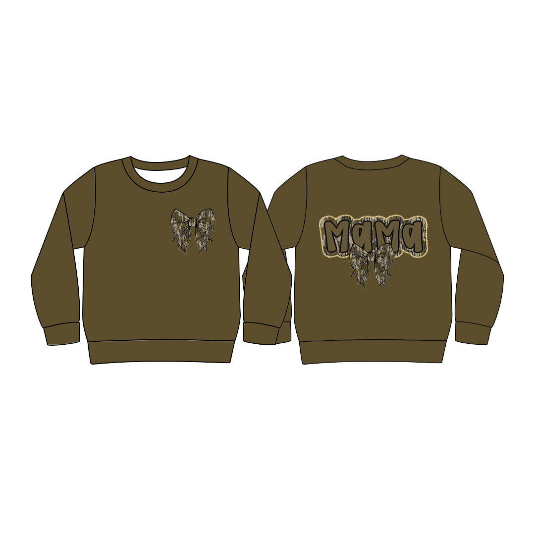 10.24 custom each style moq 5 eta 4-6week baby boys clothes MAMA camouflage bow long sleeve top
