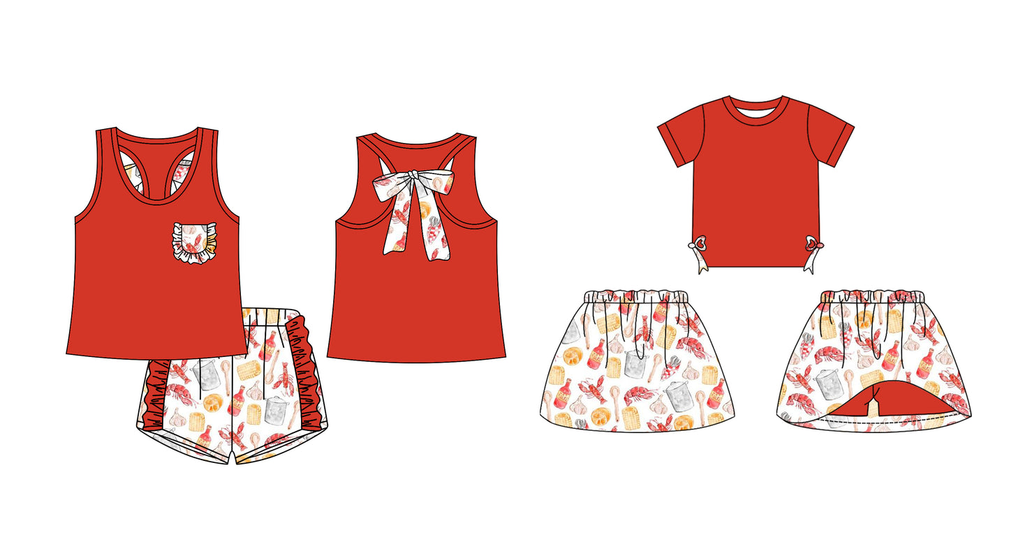 12.14 custom each style moq 5eta 4-6week Sibling Sister crayfish baby girl short sleeve shorts sets and dresses match design