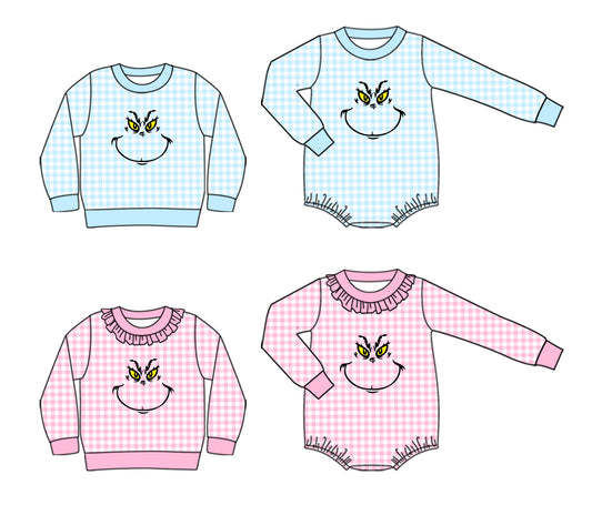 25.8.5 custom each style moq 5eta 4-6week Sibling Sisters Christmas baby boy long sleeve romper 2 and top 2 match family design