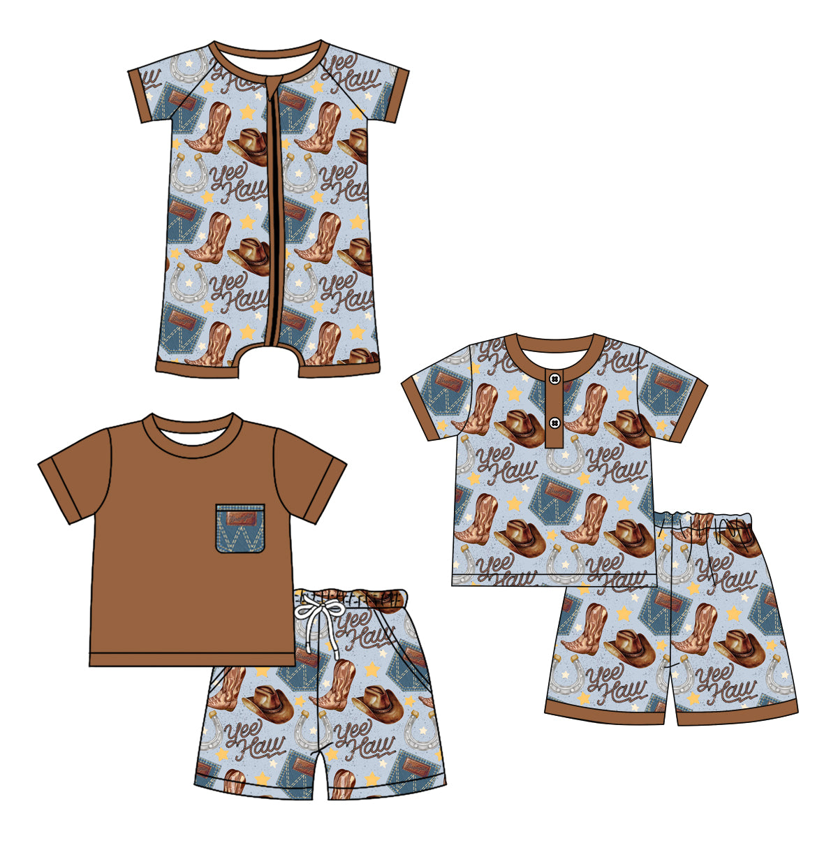 12.23 custom each style moq 5eta 4-6week Sibling Sister boot baby boy short sleeve shorts set 1 and sets 2 and boy romper match design