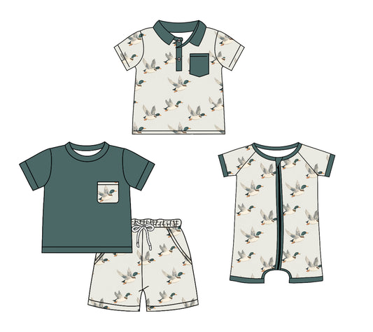 12.7 custom each style moq 5eta 4-6week Sibling Sister duck baby boy short sleeve shorts sets and boy romper and top match design