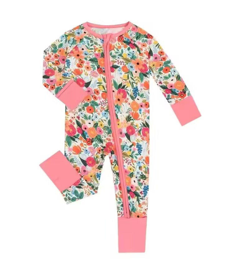 5.16custom each style moq 5eta 4-5week Sibling Sister flower print pink boys outfits and baby romper match family design