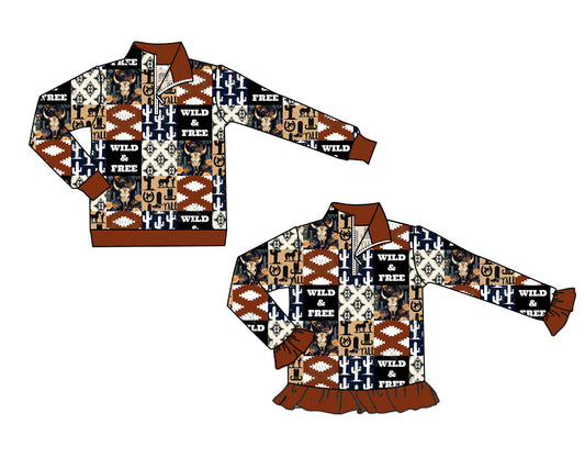 25.5.24 custom each style moq 5eta 4-6week Sibling Sisters geometric catcus baby girl long sleeve top 1 and top 2 match family design