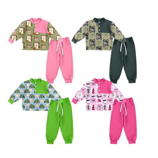 25.7.10 custom each style moq 5eta 4-6week Sibling Sisters baby boy long sleeve pants sets 1 and sets 4 match family design