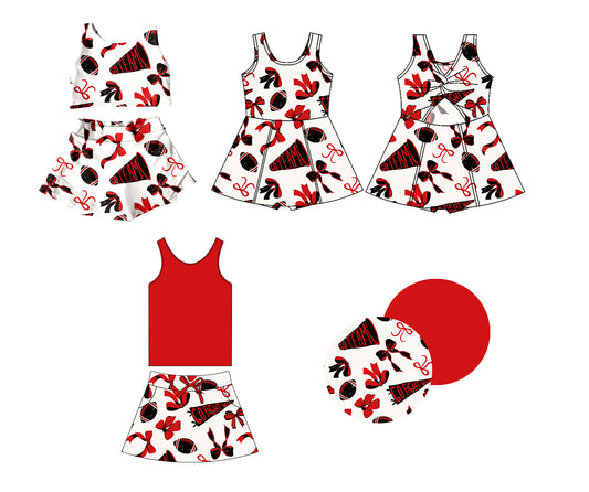 1.16 custom each style moq 5eta 4-6week Sibling Sisters rugby bow baby girl short sleeve shorts sets and dress and rompers match family design