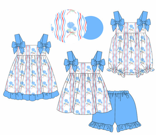 3.31 custom each style moq 5eta 4-6week Sibling Sisters bow floral baby girl short sleeve shorts sets and dress and rompers match family design