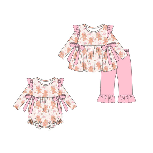 25.9.4 custom each style moq 5eta 4-6week Sibling Sisters Christmas bow baby girl clothes long sleeve pants sets and romper match family design