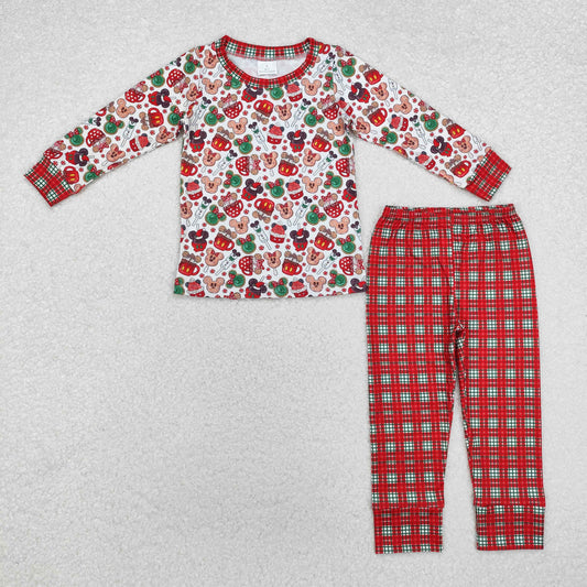Cute Clothes BLP0695 Long sleeves top plaid pants boys Christmas pajamas